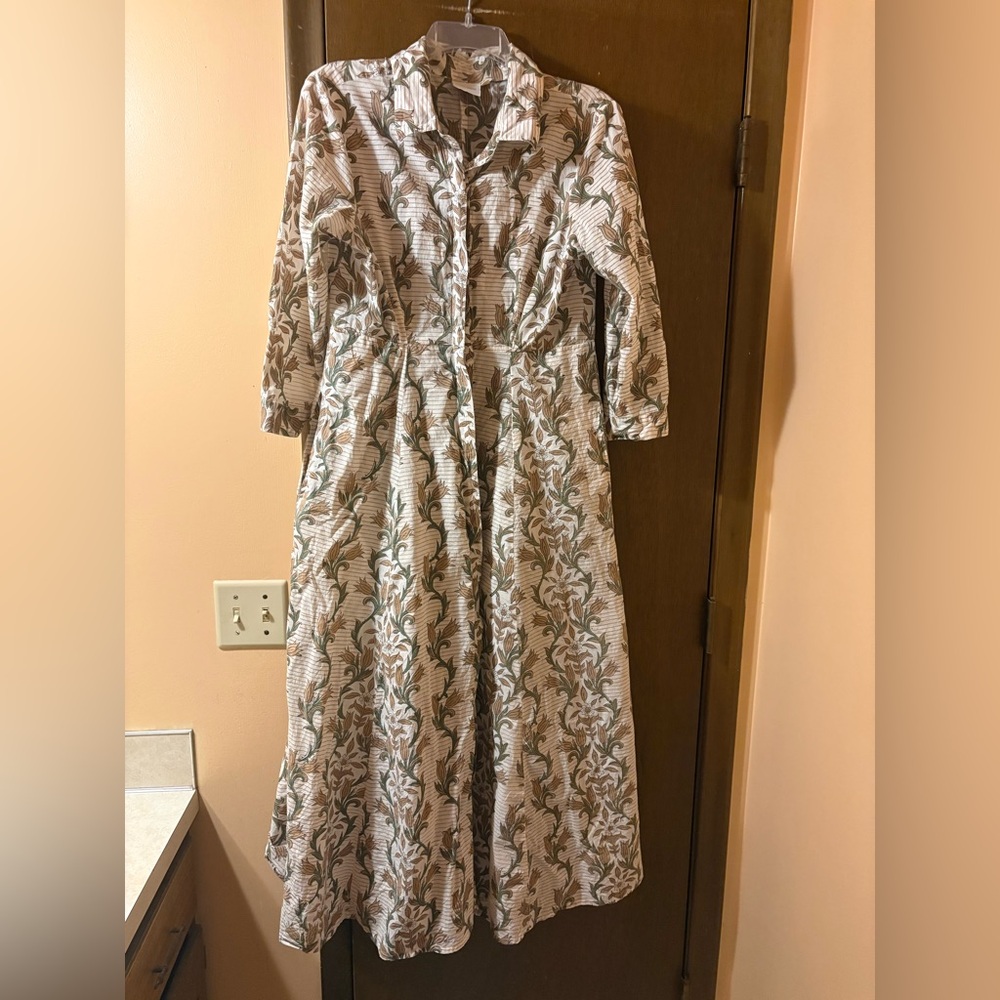 Julia Amory Striped Floral Maxi Shirt Dress